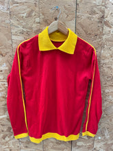 Vintage 80s Acrylic Wool Red Yellow Long Sleeve Polo Shirt Size M